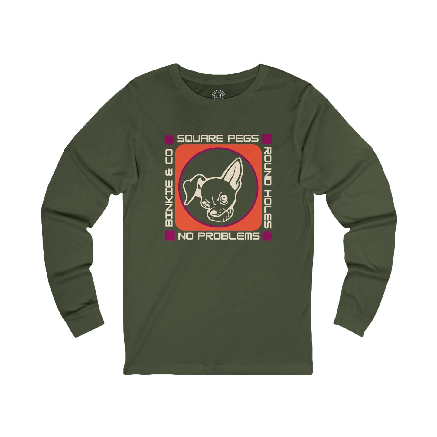 Men's Long Sleeve Square Pegs Round Holes (Front Print)