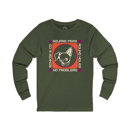 Men's Long Sleeve Square Pegs Round Holes (Front Print)