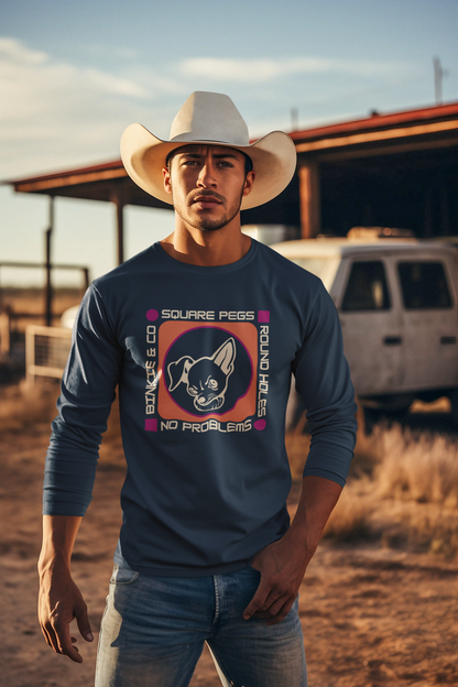 Men's Long Sleeve Square Pegs Round Holes (Front Print)